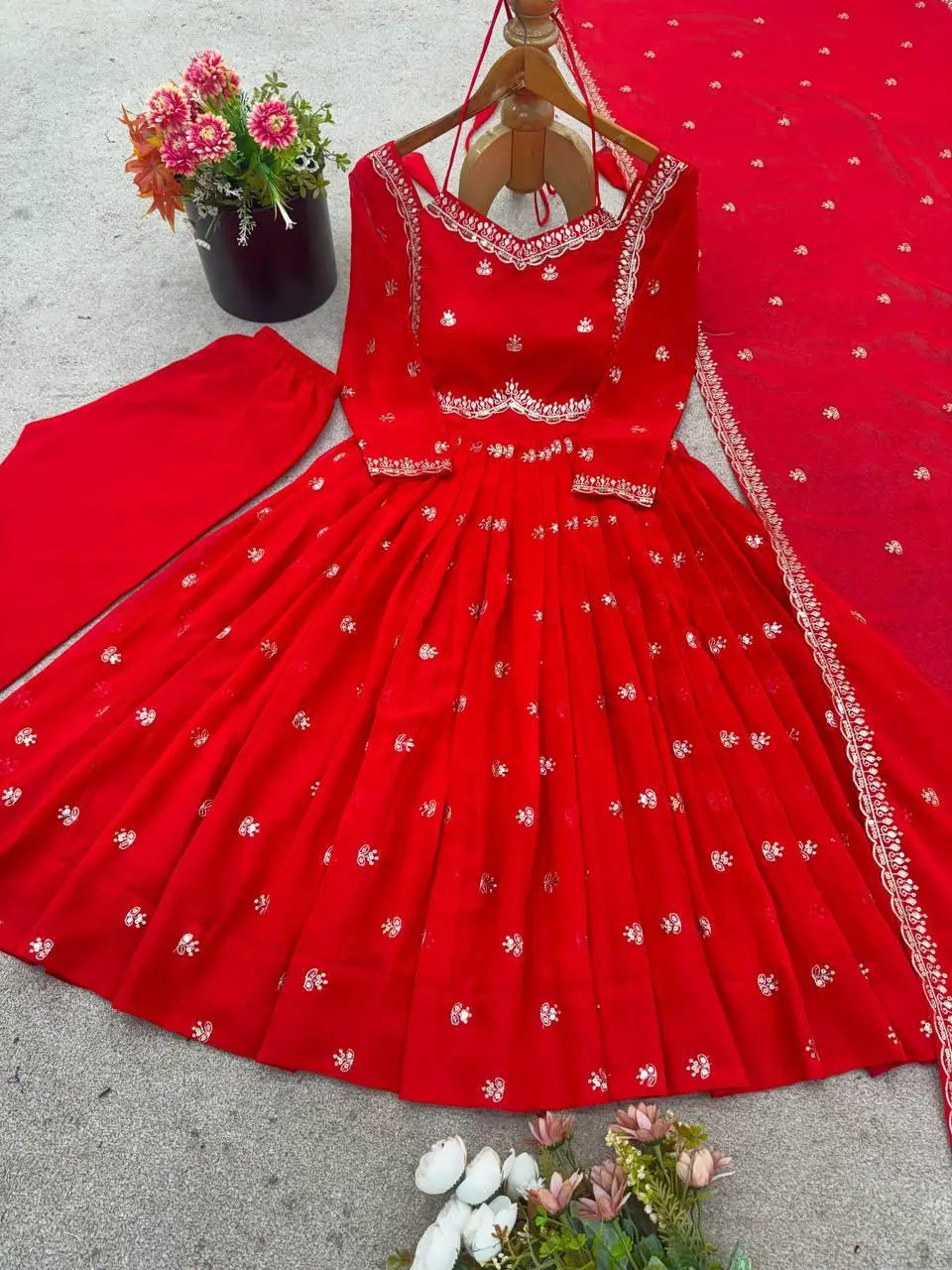 Beautiful red designer gown dress