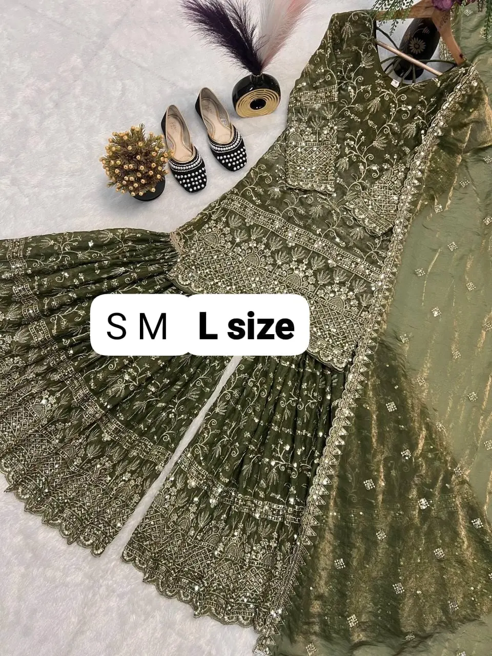 Beautiful mehandi special sharara suit