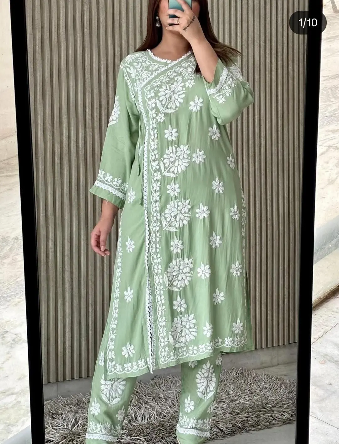 Chikankari angrakha suit 