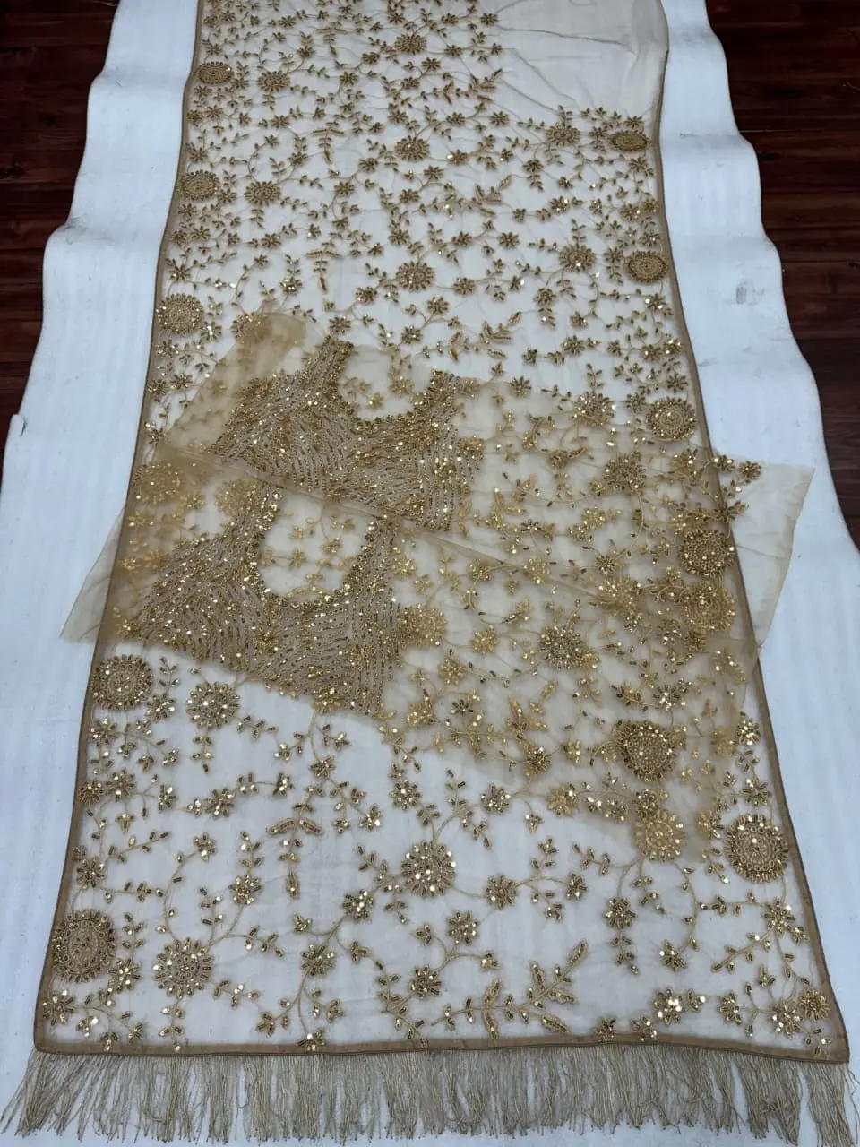 Golden Prestitched designer saree with lining